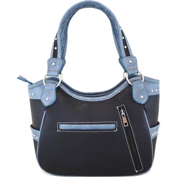 Western Style embroidery butterfly floral leather tote purse women shoulder bag - Picture 4 of 7